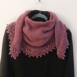 Handmade Knit Shawl Wrap Scarf with Sequins